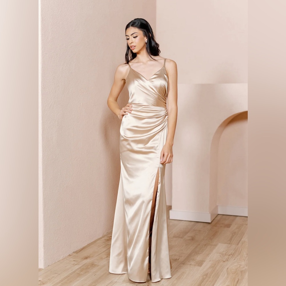 Reverly Rory Champagne Satin Dress